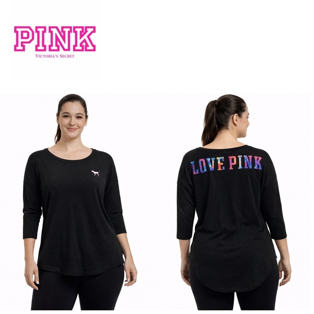 Vs PINK BLACK 3/4th sleeve t-shirt sz xs